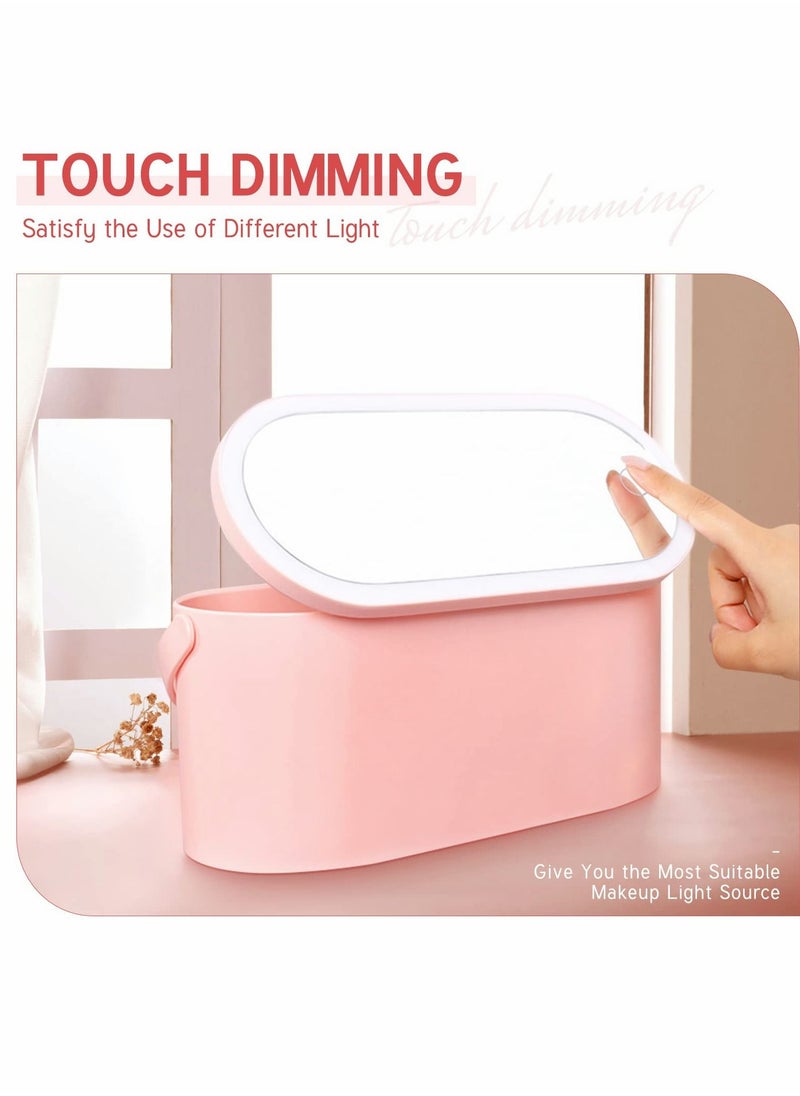 Excefore - Makeup Case with Mirror and Light, Portable Cosmetic Box with LED Light, Multi-purpose Makeup Storage with Handle - Image 1
