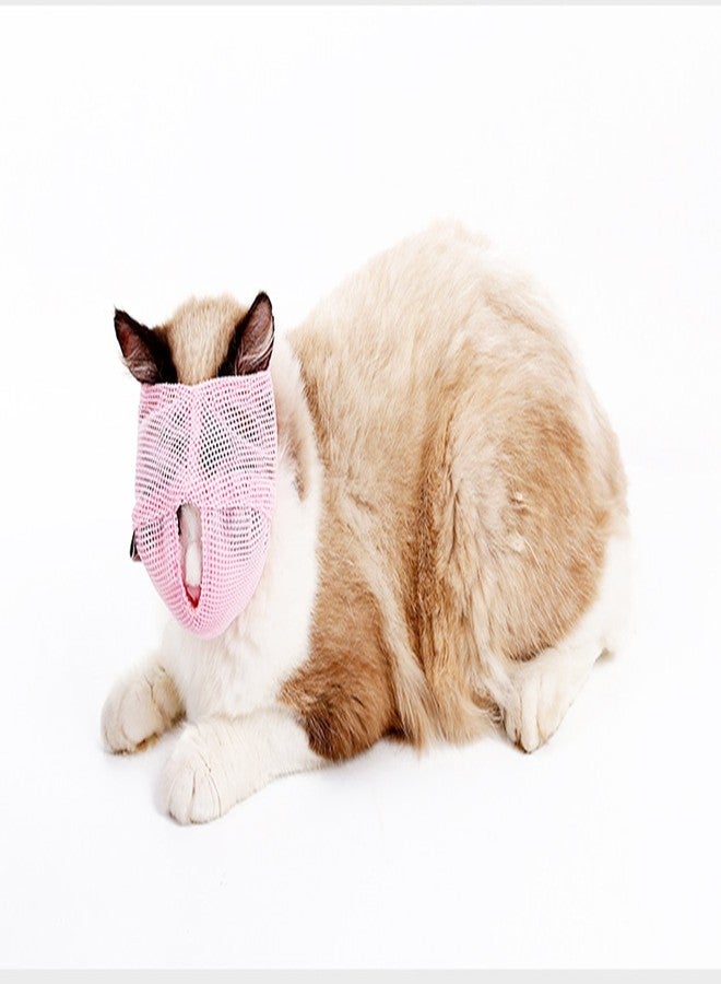ZOOPOLR Cat Muzzles - Breathable Mesh Muzzles Prevent Cats from Biting and Chewing - Anti Bite Anti Meow (Pink-S) - Image 2