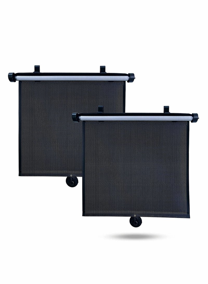 Y&D Car Side Window Sun Shade (2 Pack) | Retractable Roller Sunshade for Kids, Pets Baby Shades UV and Glare Protection Blinds Privacy Blackout 15"x17" - Image 1
