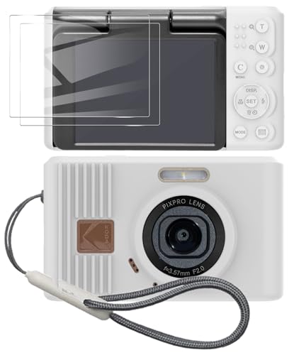 Tedubax Silicone Case for kodak pixpro C1 Digital Camera with 2PCS Screen Protector and Lanyard White - Image 1