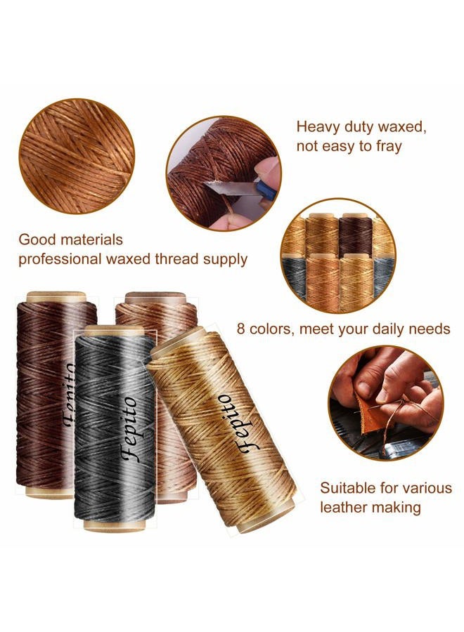 FEPITO Leather Waxed Thread with Craft Hand Tools Kit 21 Pieces - Image 3