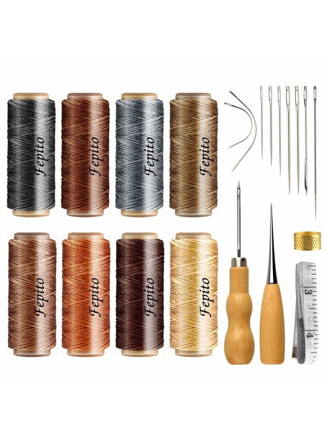 FEPITO Leather Waxed Thread with Craft Hand Tools Kit 21 Pieces - Image 1