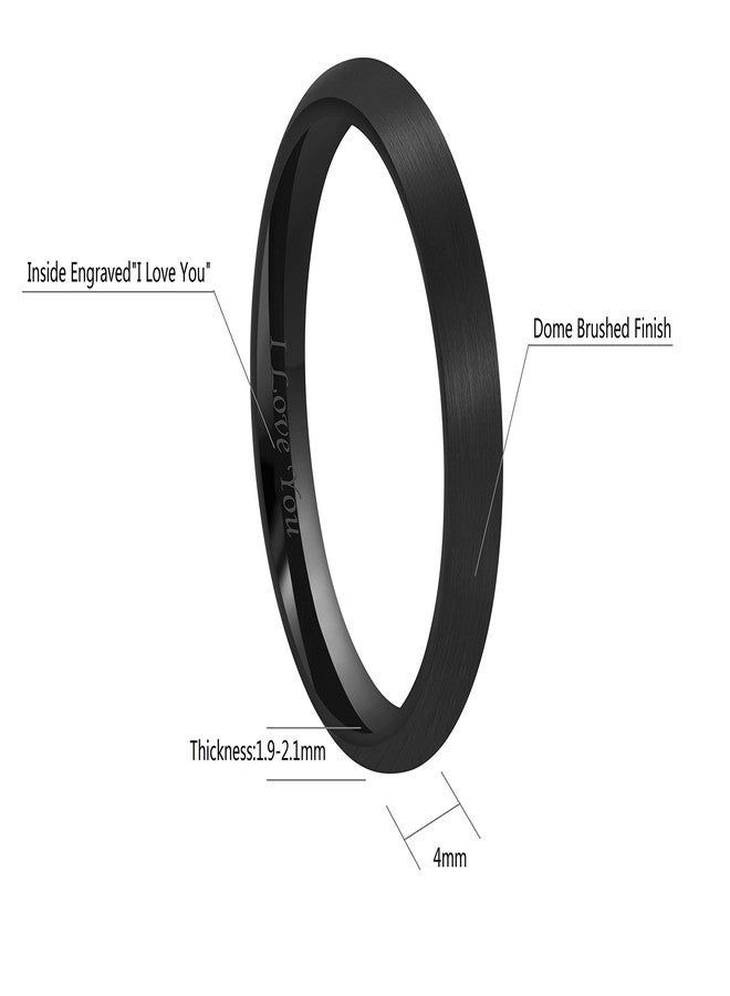 CROWNAL 4mm 6mm 8mm Black Ceramic Wedding Band Ring Men Women Couple Dome Brushed Finish Engraved I Love You Comfort Fit Size 4 To 16(4mm,6.5), Ceramic, ceramic - Image 3