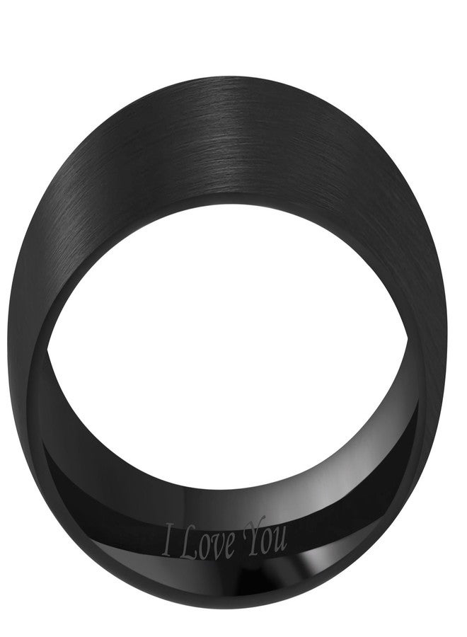 CROWNAL 4mm 6mm 8mm Black Ceramic Wedding Band Ring Men Women Couple Dome Brushed Finish Engraved I Love You Comfort Fit Size 4 To 16(4mm,6.5), Ceramic, ceramic - Image 2