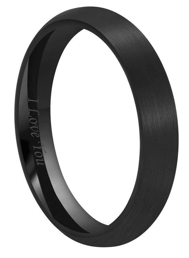 CROWNAL 4mm 6mm 8mm Black Ceramic Wedding Band Ring Men Women Couple Dome Brushed Finish Engraved I Love You Comfort Fit Size 4 To 16(4mm,6.5), Ceramic, ceramic - Image 1