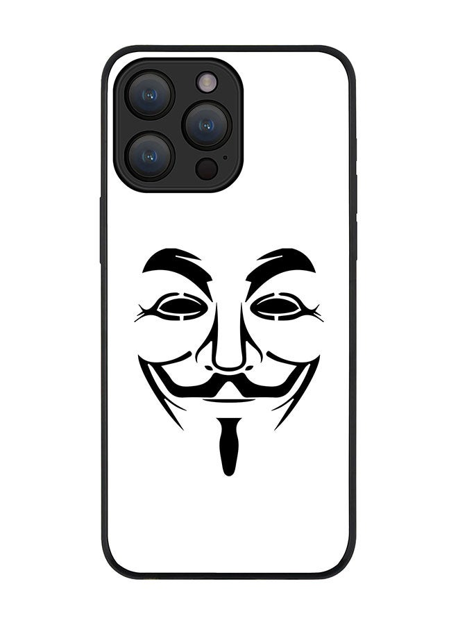 Stylizedd Cover for iPhone 15 Pro Case Rugged Black Slim fit Soft Flexible Anti Drop TPU Gel Thin Protective Phone Cases - Vendetta Mask - Image 1