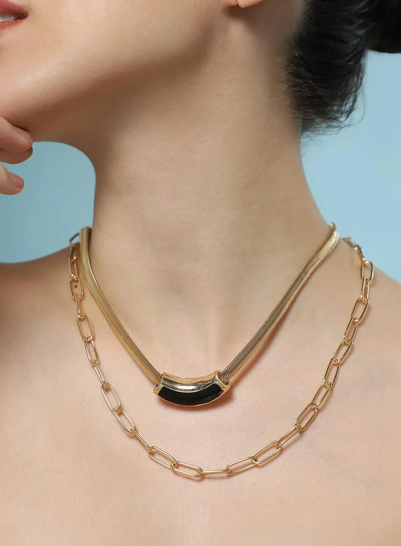SOHI SOHI Women The Sylvan-Snakechain Multi-Layer Necklace | California  Colour | One-Size | Metallic Alloy Material | Lobster Clasp Closure | Necklace For Casual & Evening Wear