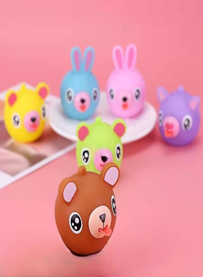 CLOTIX Cute Animal Squeeze Toy with Popping Tongue - Bleeping Stress Relief Fidget Toy, Kawaii Squishy Toy for Kids & Adults (Multicolor, Pack of 1) - Image 3