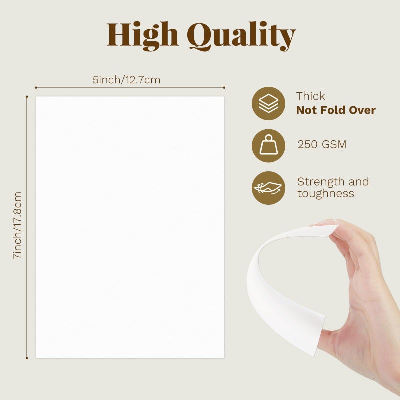 Goefun Blank Note Cards (Not Folded) and Envelopes 5 x 7 Flat Cardstock and A7 Envelopes Self Seal 100 Pack for Wedding, Invitations, DIY Postcards, Thank You Cards & All Occasion - Image 2