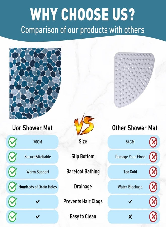 Mofonky Corner Shower Mat Non Slip: Mofonky 27.5 x 27.5 Inch Large Triangular Shower Mats for Inside Shower - Colorful Soft Loofah Shower Floor Mat Anti Slip - Image 2