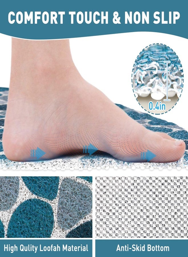 Mofonky Corner Shower Mat Non Slip: Mofonky 27.5 x 27.5 Inch Large Triangular Shower Mats for Inside Shower - Colorful Soft Loofah Shower Floor Mat Anti Slip - Image 3