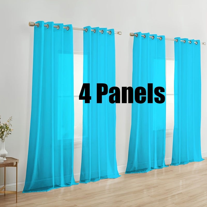 4 Panels Sheer Grommet Curtains Beige 54x95 Inches Voile Drapes Elegant Window Treatment for Bedroom Living Room Home Decor - Image 5