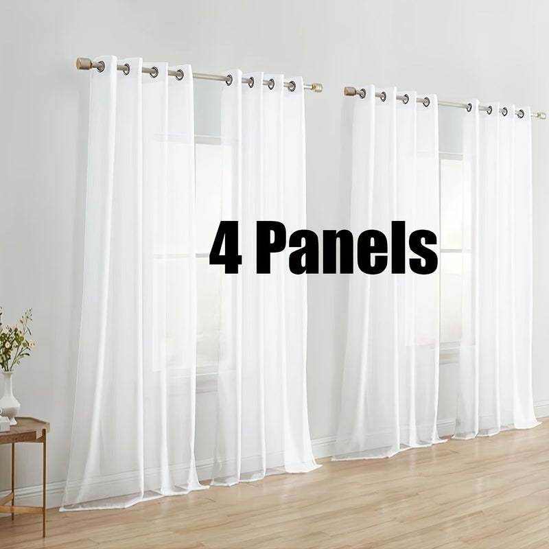 4 Panels Sheer Grommet Curtains Beige 54x95 Inches Voile Drapes Elegant Window Treatment for Bedroom Living Room Home Decor - Image 1