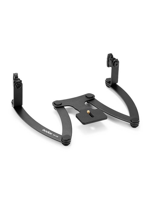 MF-DB Flexible Flash Bracket with Dual Flash Mounts Aluminum Alloy 360°Rotatable Head Multi-angle Adjustable with 1/4in Standard Screw for Dental Photography Portrait Macro Photography