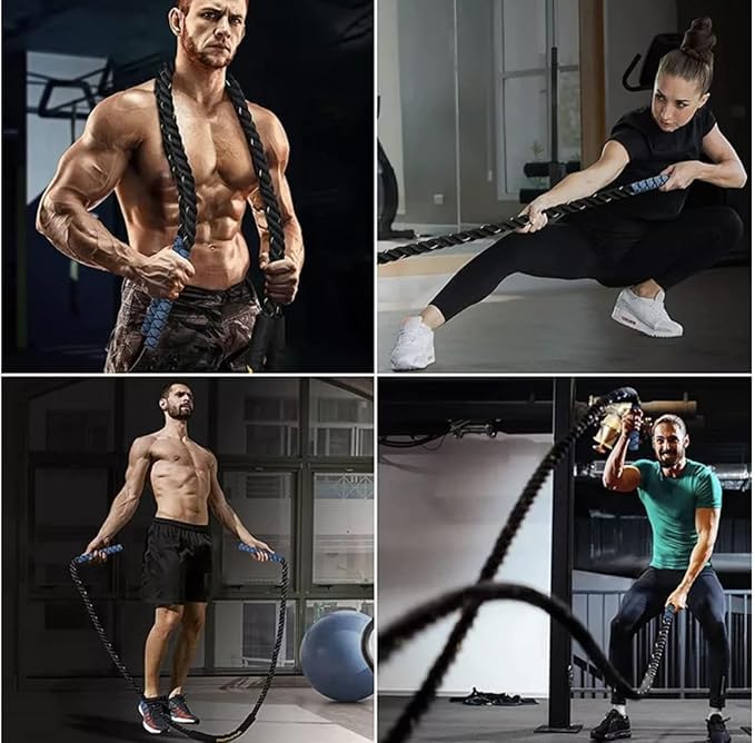 FittyFlux 1.2 Kg Weighted Jump Rope For Fitness- 3Lb Heavy Jump Rope For Men &Women - Gym Training, Home Workout, Total Body Workouts, Polyester (Black, 1.2 kg) - Image 4