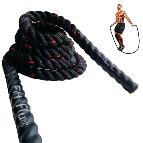 FittyFlux 1.2 Kg Weighted Jump Rope For Fitness- 3Lb Heavy Jump Rope For Men &Women - Gym Training, Home Workout, Total Body Workouts, Polyester (Black, 1.2 kg) - Image 1