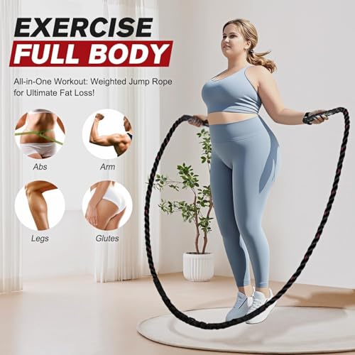 FittyFlux 1.2 Kg Weighted Jump Rope For Fitness- 3Lb Heavy Jump Rope For Men &Women - Gym Training, Home Workout, Total Body Workouts, Polyester (Black, 1.2 kg) - Image 2