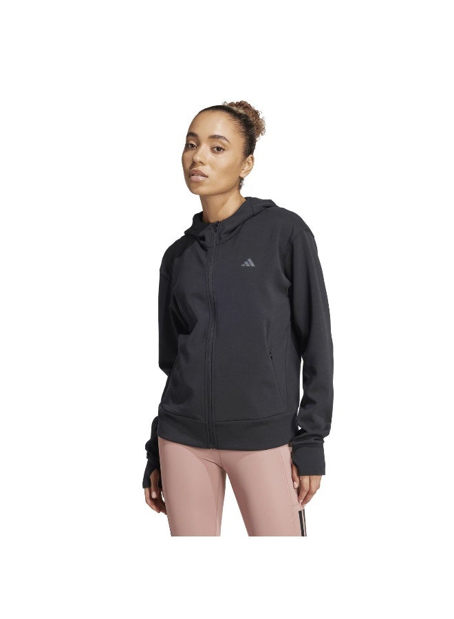 Adidas D4T Fz Hoodie Black Training Sweatshirts For Women 2XS - Image 2