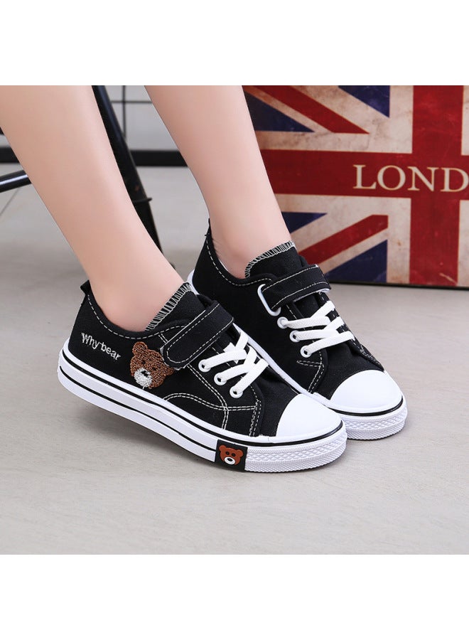 Children's Shoes Export  Kids' Bear Canvas Shoes Fashion Student White Shoes Boys And Girls Velcro Sneakers