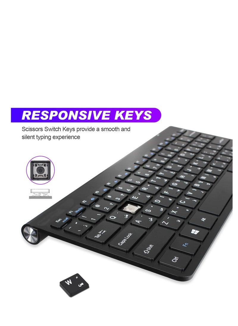 Y&D - 2.4Ghz Wireless Keyboard Mouse Combo Ultra Thin Portable with USB Receiver Compatible Computer Laptop Desktop PC Mac And For Windows XP Vist7 8 10 OSAndroid Black - Image 1