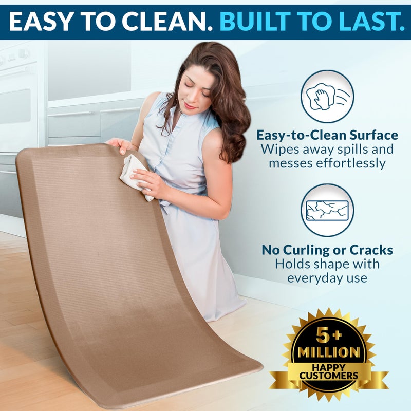 ComfiLife Anti Fatigue Floor Mat â€“ 3/4 Inch Thick Kitchen Mats for Floor, Standing Desk Mat, Kitchen Rug â€“ Comfort at Home, Office â€“ Durable â€“ Stain Resistant â€“ Non-Slip Bottom (20" x 32", Beige) - Image 5