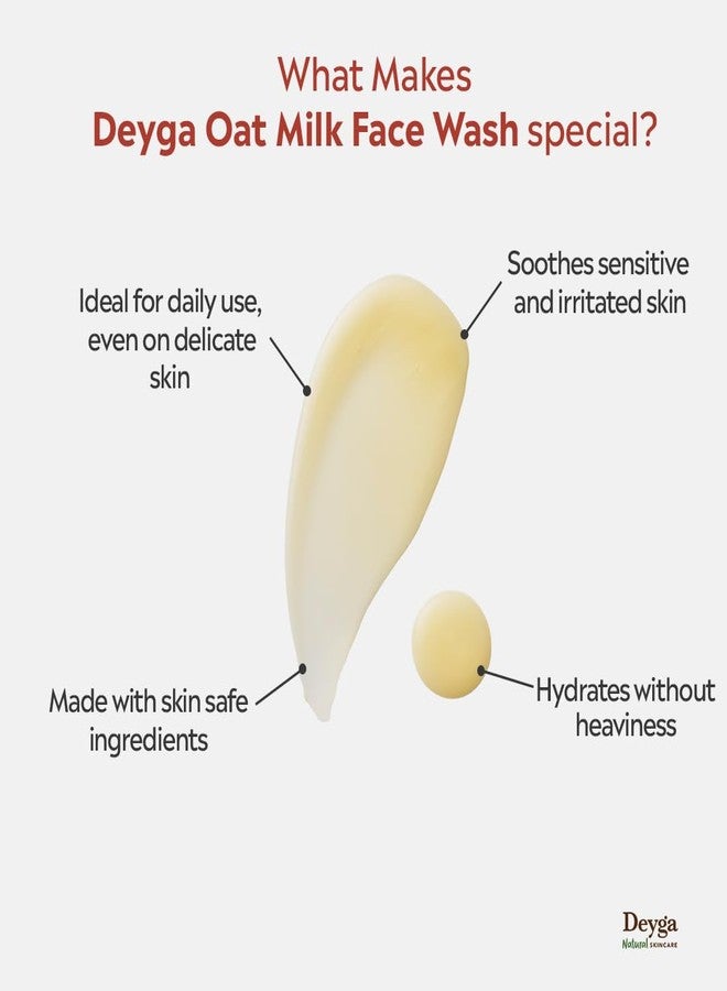 Deyga Oat Milk Face Wash | Cleanses, Hydrates & Soothes | Suitable for Dry & Sensitive Skin | Sulfate & Paraben-Free Face Wash | For Men & Women | 100 ml - Image 3