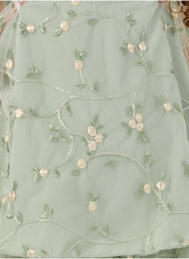 Styli - Embroidered Mesh Top and Skirts Set - Image 1