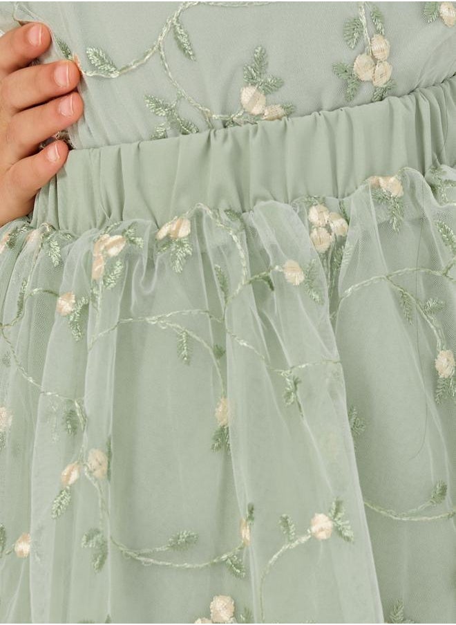 Styli - Embroidered Mesh Top and Skirts Set - Image 1