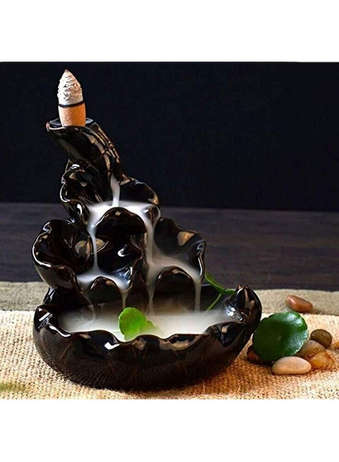 CRAFTAM Polyresin Dropping Smoke Backflow Fountain Cone Incense Holder Showpiece Figurine with Free 10 Back Flow Incense Cones Item Name - Image 1