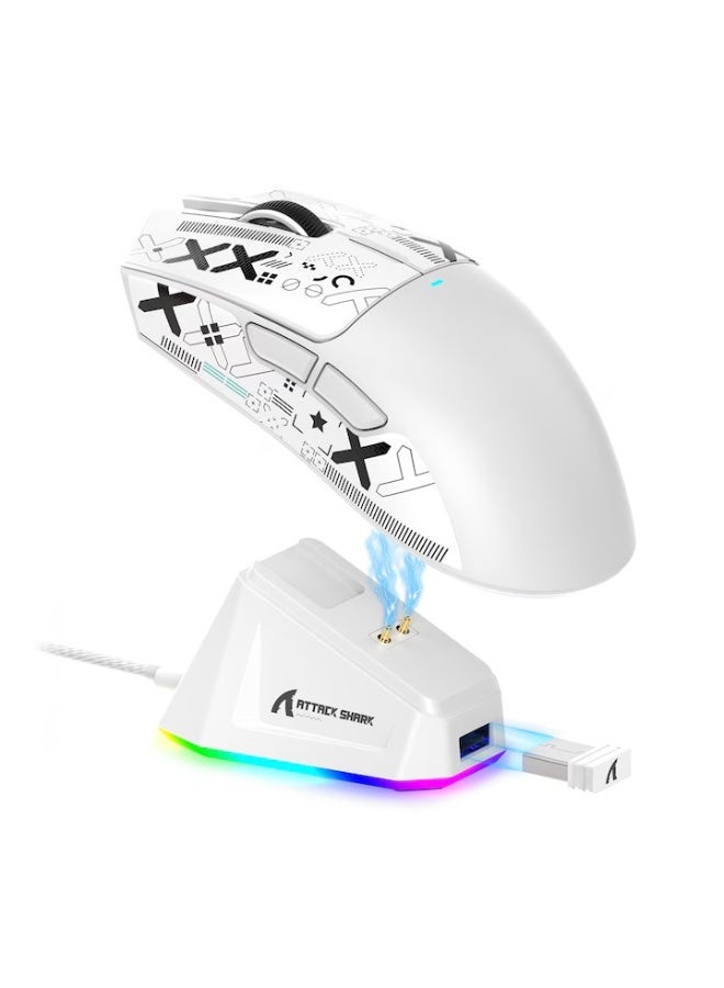 هجوم القرش ماوس ألعاب لاسلكي X11 ثلاثي الأوضاع مزود بقاعدة شحن مغناطيسية، ماوس خفيف الوزن مضاد للانزلاق، مستشعر PixArt PAW3311، دقة 22 ألف نقطة في البوصة، بلوتوث/2.4 جيجاهرتز/سلكي، لأجهزة الكمبيوتر الشخصية/ماك - Image 1