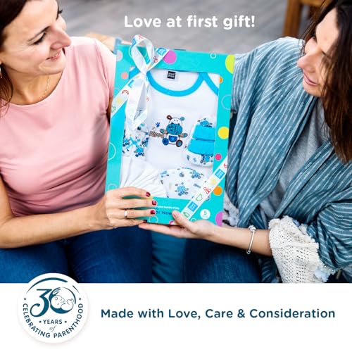 Mee Mee New Born Baby Gift Set | Soft Cotton Clothing Essentials for Infants/Baby Girls, Boys | Baby Shower Clothing Hamper (5 Pieces, Blue)| Ideal Gift for New Born Baby - Image 4