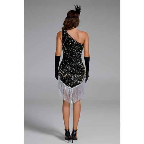 Pixiemain Women's 1920s Gatsby Flapper Dress Star Silver Sequin Halloween Costume Party Dress-M - Image 5