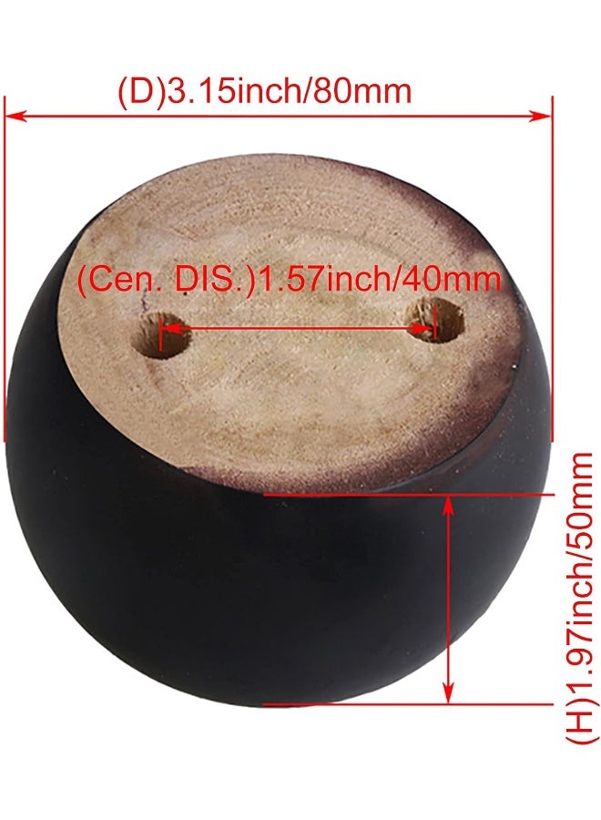 Poppins Home Poppins HOME 4pcs 50mm Height Black Eucalyptus Wood Round Bun Feet  - Image 3