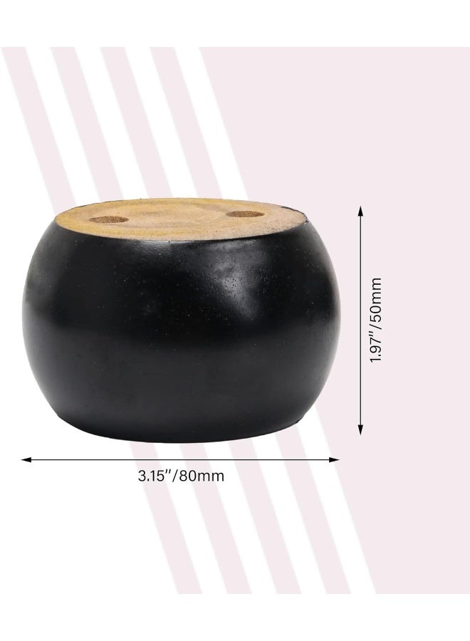 Poppins Home Poppins HOME 4pcs 50mm Height Black Eucalyptus Wood Round Bun Feet  - Image 4