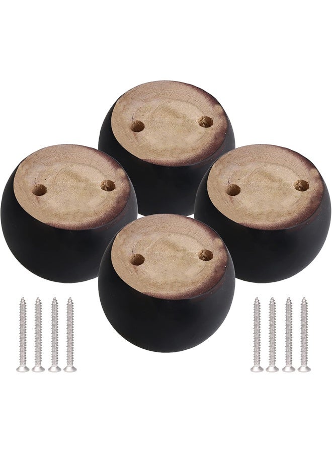 Poppins Home Poppins HOME 4pcs 50mm Height Black Eucalyptus Wood Round Bun Feet  - Image 1