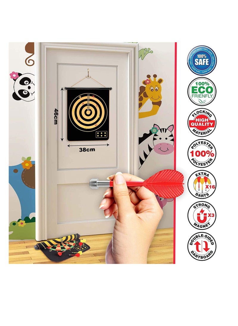 Spall Magnetic Dart Board for Kids,17 Inch Double Sided Dart Board Game Set, Indoor Outdoor DartBoard Game with 6pcs Safe Magnetic Darts, Gifts for Teenage  - Image 5