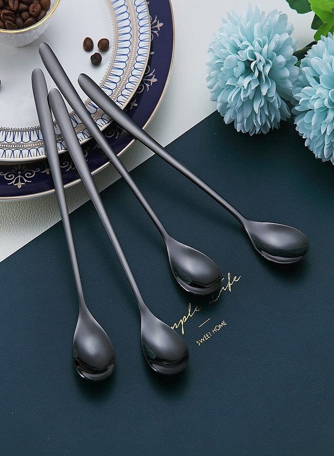 HOMQUEN Black Long Handle Spoon, Coffee Stirrers, Premium Stainless Steel Ice Tea Spoons, Ice Cream Spoon, Cocktail Stirring Spoons, Set of 6 (Black) - Image 4