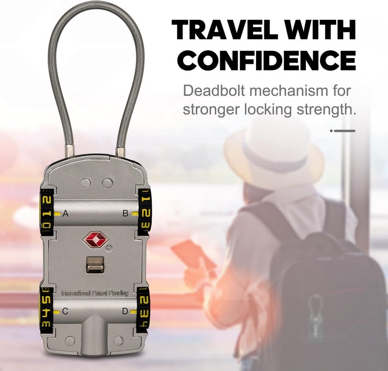 SURE LOCK TSA Approved Luggage Locks, 4 Digit Combination Travel Luggage Locks Resettable Code Lock with Zinc Alloy Body for Suitcase, Toolbox, Backpack, Bag, Gym Locker Car Shape Design 1 Pack Grey - Image 4