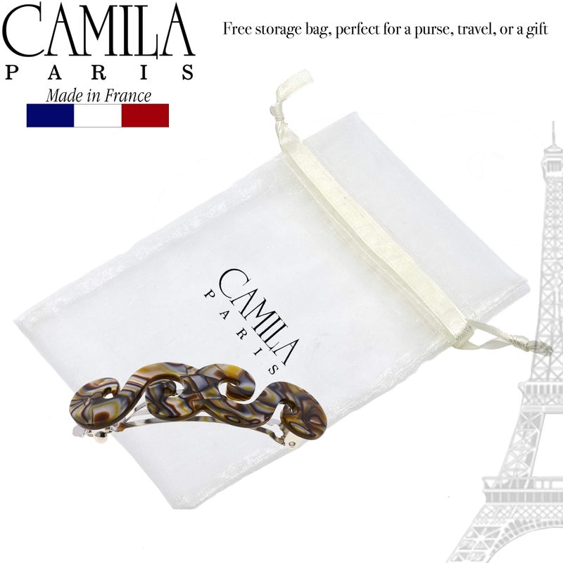 Camila Paris CP2485 French Hair Barrette Clip for Girls, Handmade, Onyx, Gold Metal Clasp Strong Hold Grip Hair Clips for Women, No Slip and Durable Styling Girls Hair Accessories, Made in France - Image 5