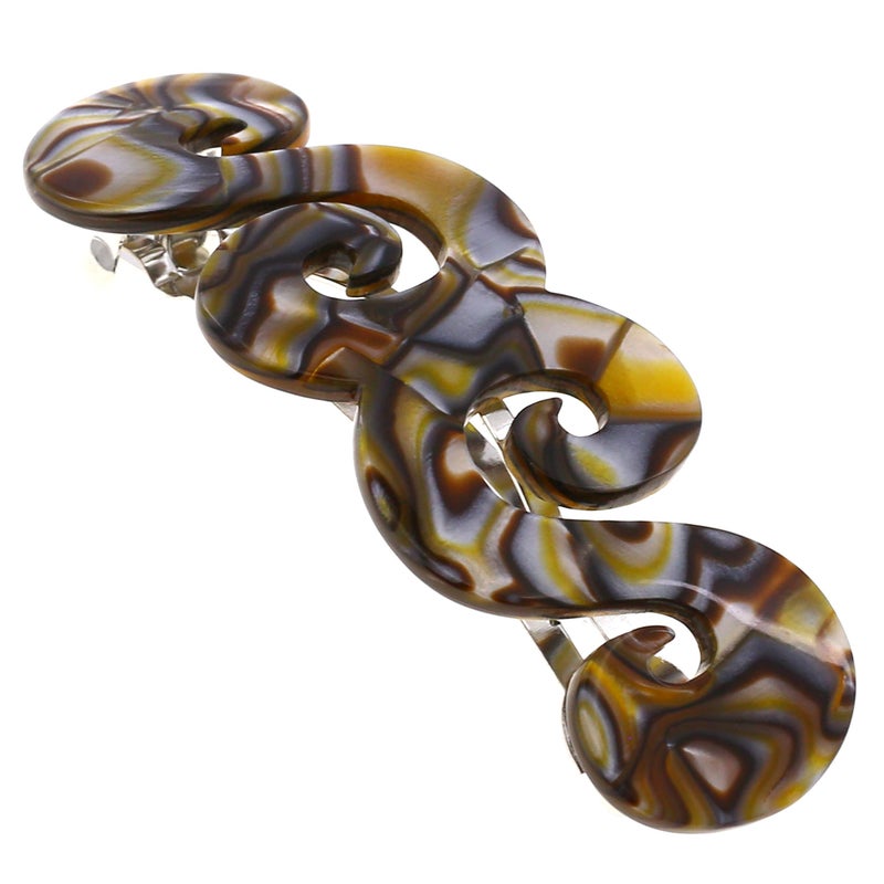 Camila Paris CP2485 French Hair Barrette Clip for Girls, Handmade, Onyx, Gold Metal Clasp Strong Hold Grip Hair Clips for Women, No Slip and Durable Styling Girls Hair Accessories, Made in France - Image 1