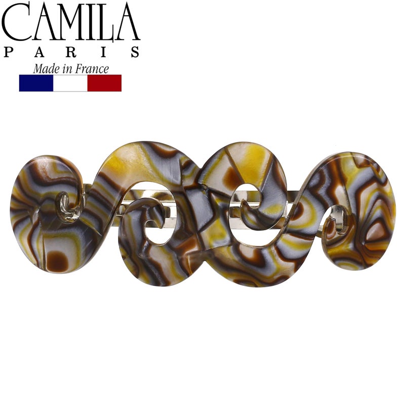 Camila Paris CP2485 French Hair Barrette Clip for Girls, Handmade, Onyx, Gold Metal Clasp Strong Hold Grip Hair Clips for Women, No Slip and Durable Styling Girls Hair Accessories, Made in France - Image 2