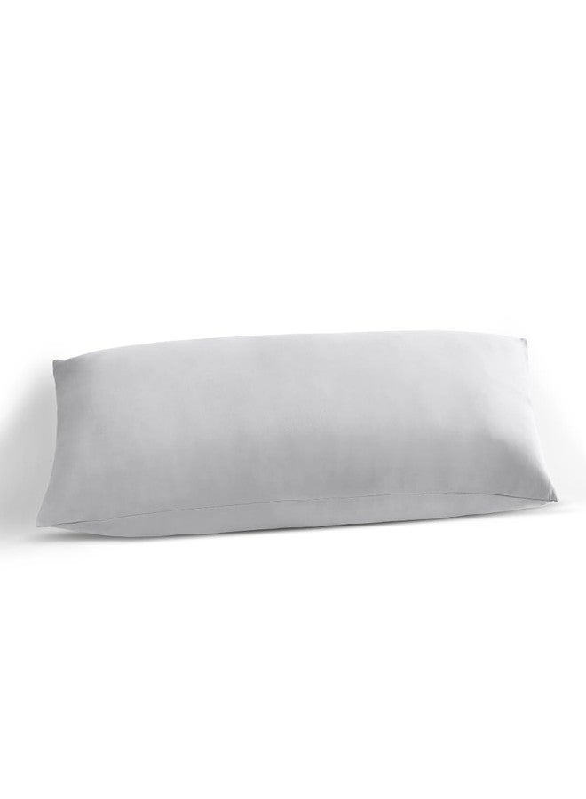 Ambition Home Body Pillow Cover 20x48 Body Pillow Case 100% Soft Egyptian Cotton 1Pc Body Pillow Cover Premium 500 Thread Count Body Pillowcase Zipper Closure - Silver Grey Solid, Body 20x48 Inch - Image 1