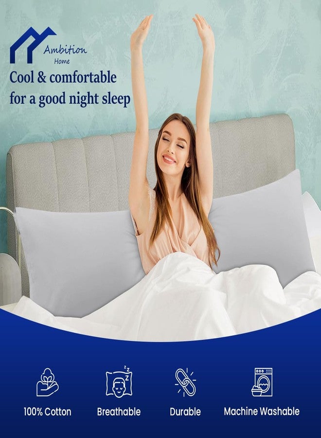 Ambition Home Body Pillow Cover 20x48 Body Pillow Case 100% Soft Egyptian Cotton 1Pc Body Pillow Cover Premium 500 Thread Count Body Pillowcase Zipper Closure - Silver Grey Solid, Body 20x48 Inch - Image 4