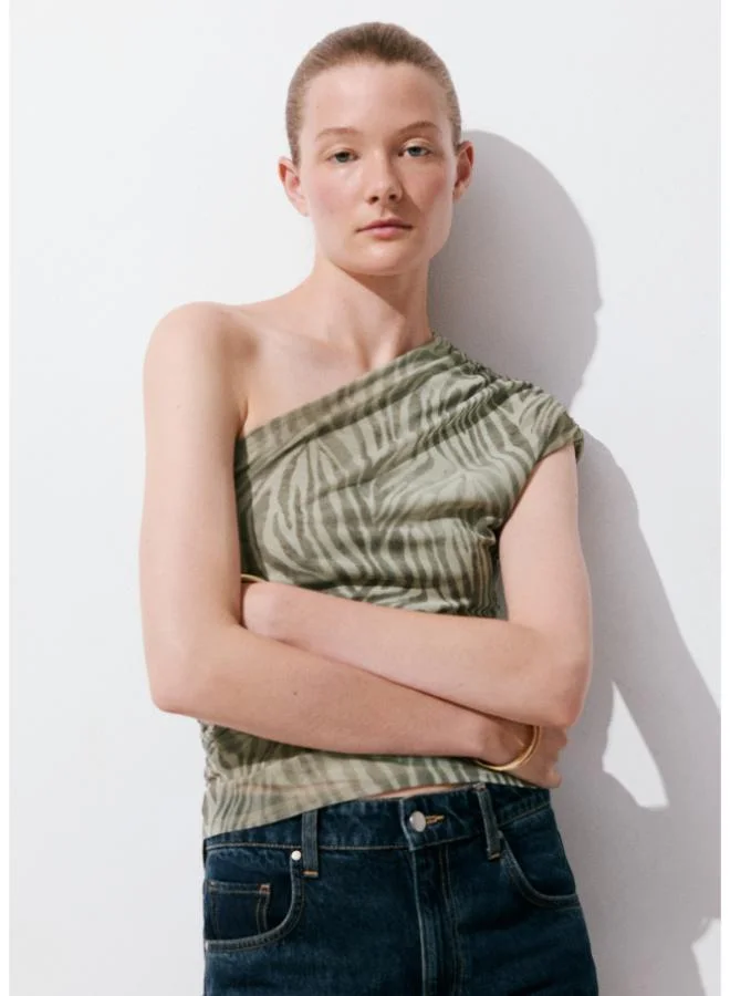 Mango Asymmetrical Animal-Print Top