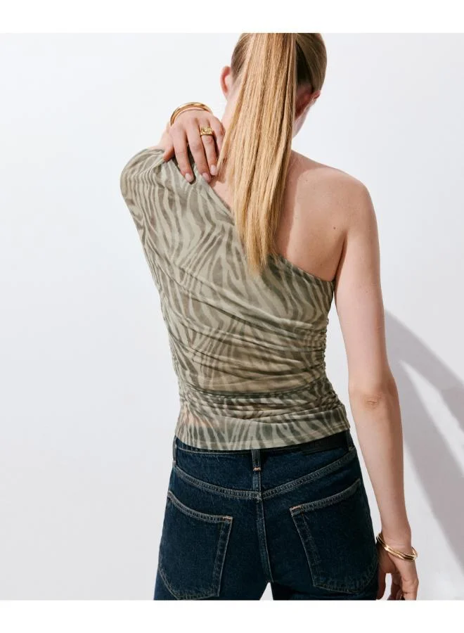 Mango Asymmetrical Animal-Print Top