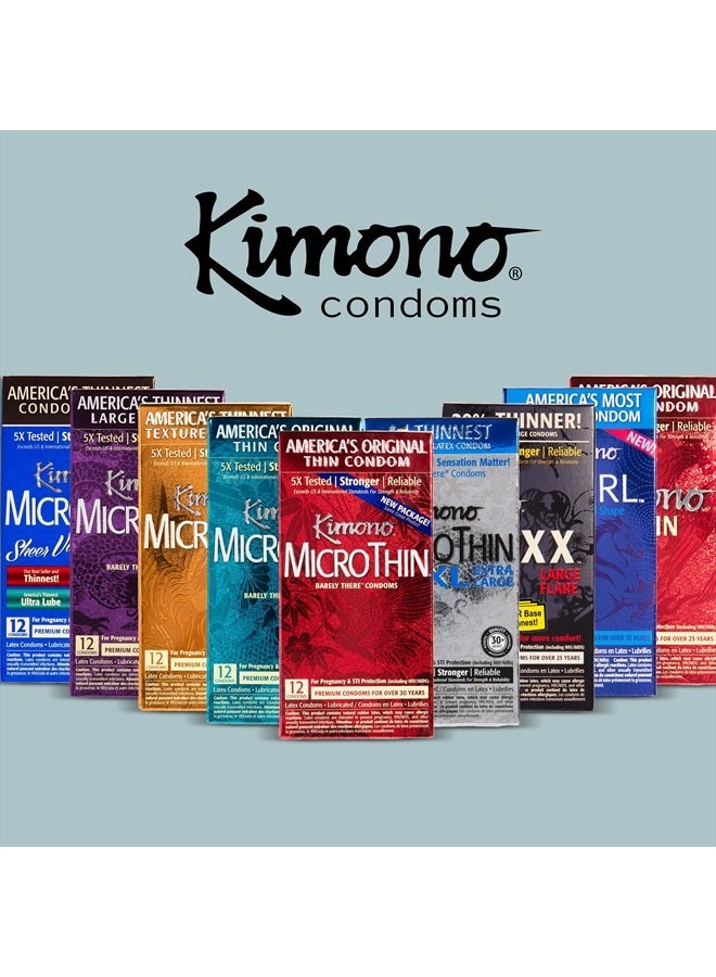 kimono MicroThin Condoms - Premium Lubricated Natural Latex Condoms, Thinnest Condoms, Vegan-Friendly, No Latex Odor - Thin, Strong, and Extra Sensitive - Pack of 12 - Image 4