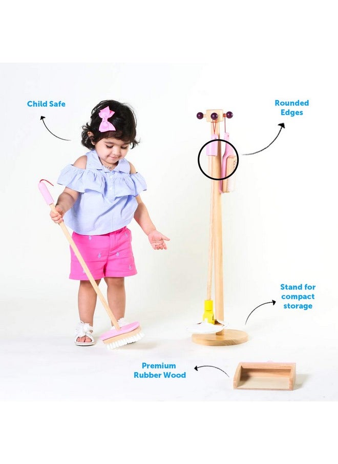 BRAINSMITH - Brainsmith Wooden Spic and Span Set, Kids Home Cleaning Toy Kit with Broom, Mop, Dustpan and Brush - Non Toxic, Pretend Play Toy for Toddlers - Image 1