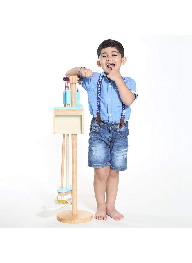 BRAINSMITH - Brainsmith Wooden Spic and Span Set, Kids Home Cleaning Toy Kit with Broom, Mop, Dustpan and Brush - Non Toxic, Pretend Play Toy for Toddlers - Image 1