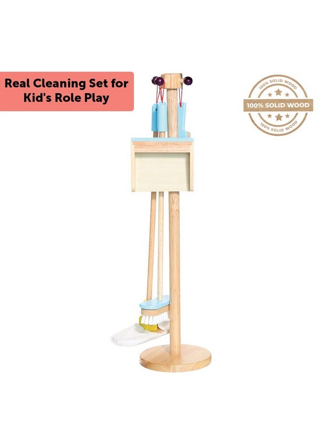BRAINSMITH - Brainsmith Wooden Spic and Span Set, Kids Home Cleaning Toy Kit with Broom, Mop, Dustpan and Brush - Non Toxic, Pretend Play Toy for Toddlers - Image 1