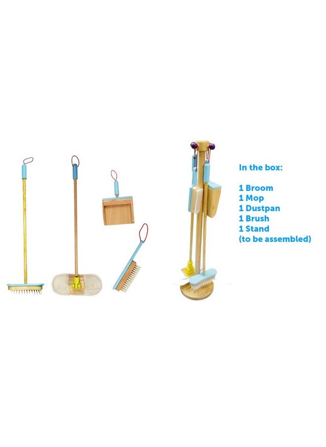 BRAINSMITH - Brainsmith Wooden Spic and Span Set, Kids Home Cleaning Toy Kit with Broom, Mop, Dustpan and Brush - Non Toxic, Pretend Play Toy for Toddlers - Image 1